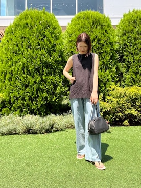 「刺繍」｜「アイテム（パンツ）」を使った、hanaさん（レディース・163cm）の夏コーディネート