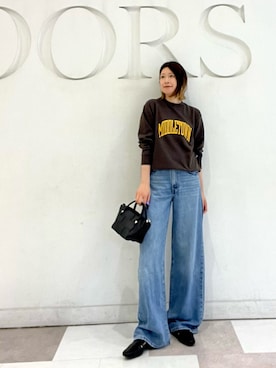 「URBAN RESEARCH DOORS（アーバンリサーチドアーズ）の『別注』Champion×DOORS　SWEAT CREWNECK PULLOVER（スウェット、グレー系）」を使った、hanaさん（レディース・163cm）の秋コーディネート
