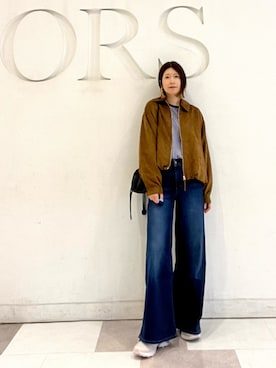 「URBAN RESEARCH DOORS（アーバンリサーチドアーズ）のスウェードライクブルゾン（ブルゾン、イエロー系）」を使った、hanaさん（レディース・163cm）の秋コーディネート