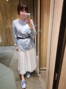 「アイテム（バレエシューズ、ブルー系）」を使った、T i n a.さん（レディース・165cm）の夏コーディネート