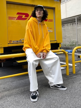 「CPCM（シーピーシーエム）のアイテム（キャップ）」を使った、TOMOKI OOHASHIさん（メンズ・180cm）の春コーディネート