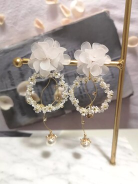 「m.s&felice...のアイテム（ピアス（両耳用）、ホワイト系）」を使った、m.s&felice...さん（レディース・149cm）の春コーディネート
