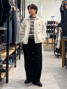 「Right-on（ライトオン）のマルチボーダークルーネックTシャツ（Tシャツ/カットソー、グレー系）」を使った、Right-on  よしきさん（メンズ・175cm）の夏コーディネート