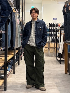 「Right-on（ライトオン）のマルチボーダーヘンリーネックTシャツ（Tシャツ/カットソー、グレー系）」を使った、Right-on  よしきさん（メンズ・175cm）の夏コーディネート