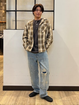 「Levi's（リーバイス）のLevi's WORK WEAR 「568」 ルーズストレート ダブルニー（その他パンツ、ブルー系）」を使った、Right-on  よしきさん（メンズ・175cm）の秋コーディネート