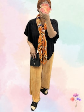 「アイテム（カーディガン/ボレロ、オレンジ系）」を使った、maririnさん（レディース・158cm）の夏コーディネート