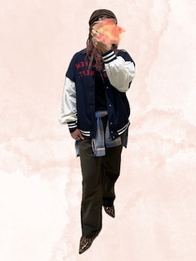 「アイテム（スタジャン）」を使った、maririnさん（レディース・158cm）の秋コーディネート