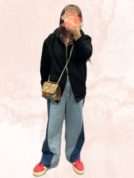 「adidas（アディダス）のADIDAS アディダス VL COURT BOLD VL コート ボールド JQ5628 PURE/OFFW/BETT（スニーカー、レッド系）」を使った、maririnさん（レディース・158cm）の秋コーディネート