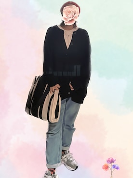 「ZARA（ザラ）のアイテム（トートバッグ、ブラック系）」を使った、maririnさん（レディース・158cm）の秋コーディネート