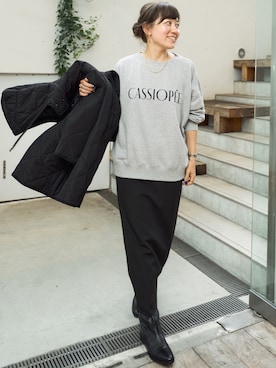 「アイテム（その他アウター、ブラック系）」を使った、maimai158さん（レディース・158cm）の秋コーディネート