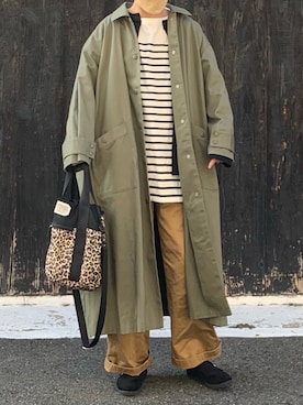 「select MOCA（セレクトモカ）のアイテム（ステンカラーコート）」を使った、machikoさん（レディース・155cm）の冬コーディネート