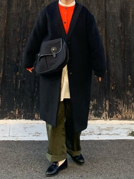 「LOWRYS FARM（ローリーズファーム）のアイテム（ノーカラーコート）」を使った、machikoさん（レディース・155cm）の冬コーディネート