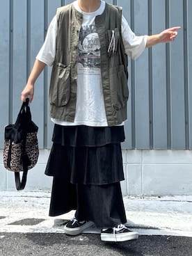 「ティアードスカート」｜machikoさん（レディース・155cm）の夏コーディネート