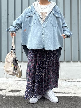 「saloon（サルーン）のアイテム（トップス）」を使った、machikoさん（レディース・155cm）の春コーディネート