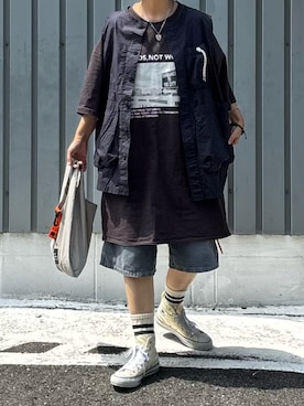 「アイテム（エコバッグ/サブバッグ）」を使った、machikoさん（レディース・155cm）の夏コーディネート