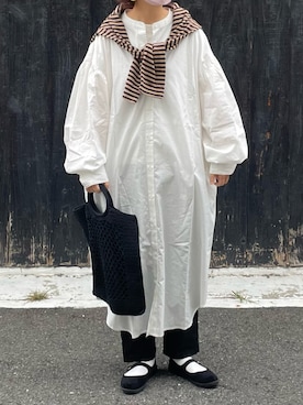 「coca（coca）（コカ）のアイテム（シャツワンピース）」を使った、machikoさん（レディース・155cm）の秋コーディネート