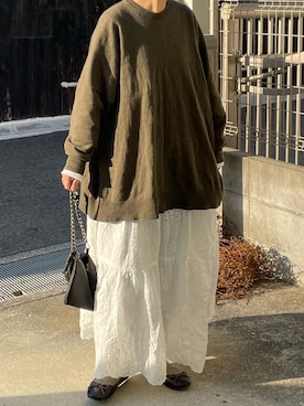 「スカラップ」｜「アイテム（スカート）」を使った、machikoさん（レディース・155cm）の冬コーディネート
