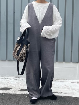 「GLOBAL WORK（グローバルワーク）のアイテム（オールインワン・サロペット）」を使った、machikoさん（レディース・155cm）の春コーディネート