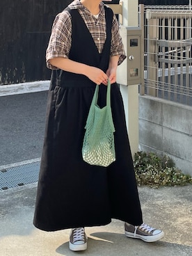 「アイテム（その他アウター、ブラウン系）」を使った、machikoさん（レディース・155cm）の夏コーディネート