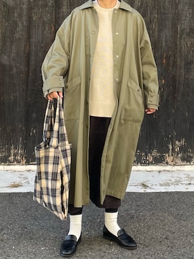 「select MOCA（セレクトモカ）のアイテム（ステンカラーコート）」を使った、machikoさん（レディース・155cm）の冬コーディネート
