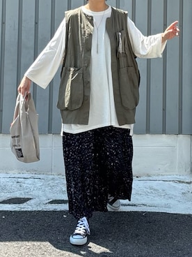 「アイテム（エコバッグ/サブバッグ）」を使った、machikoさん（レディース・155cm）の夏コーディネート