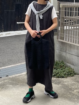 「カラーソックス」｜「アイテム（ワンピース/ドレス）」を使った、machikoさん（レディース・155cm）の秋コーディネート