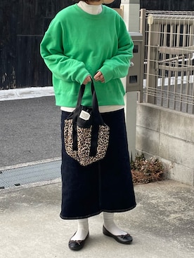 「Lee（リー）のアイテム（デニムスカート）」を使った、machikoさん（レディース・155cm）の冬コーディネート
