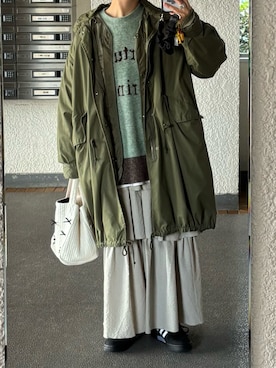 「coen（コーエン）のアイテム（モッズコート）」を使った、machikoさん（レディース・155cm）の冬コーディネート
