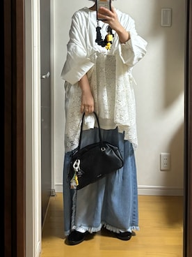 「アイテム（チュニック）」を使った、machikoさん（レディース・155cm）の秋コーディネート