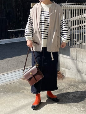 「Lee（リー）のアイテム（デニムスカート）」を使った、machikoさん（レディース・155cm）の春コーディネート