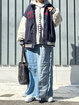 「アイテム（スタジャン）」を使った、machikoさん（レディース・155cm）の秋コーディネート