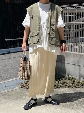 「ANGIE（アンジー）のアイテム（シューズ）」を使った、machikoさん（レディース・155cm）の夏コーディネート