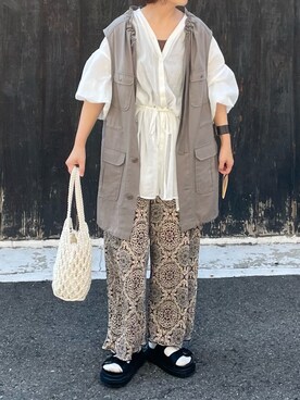 「EDIT Gris（エディットグリ）のアイテム」を使った、machikoさん（レディース・155cm）の夏コーディネート