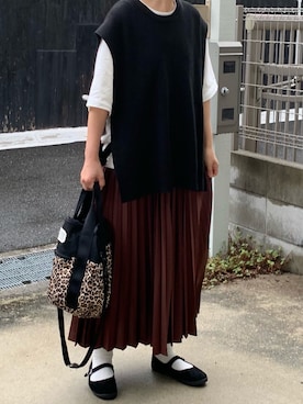 「夏秋ミックス」｜「アイテム（バレエシューズ）」を使った、machikoさん（レディース・155cm）の秋コーディネート