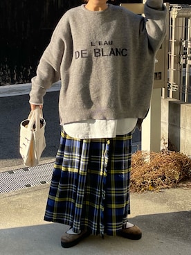 「ロゴニット」｜「アイテム（パンプス）」を使った、machikoさん（レディース・155cm）の冬コーディネート