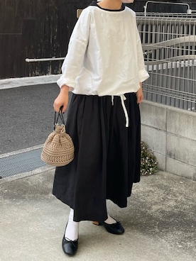 「Libra Cue（リブラ キュー）のアイテム（バレエシューズ）」を使った、machikoさん（レディース・155cm）の春コーディネート