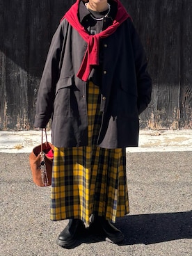 「アイテム（その他アウター、ブラック系）」を使った、machikoさん（レディース・155cm）の冬コーディネート