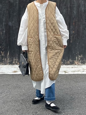 「coca（coca）（コカ）のアイテム（シャツワンピース）」を使った、machikoさん（レディース・155cm）の秋コーディネート