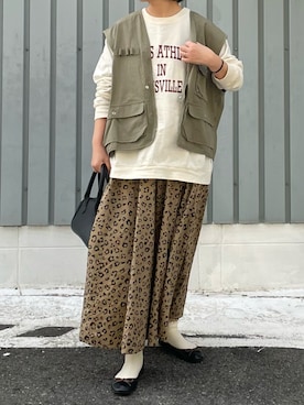 「DISCUS（ディスカス）のアイテム」を使った、machikoさん（レディース・155cm）の春コーディネート