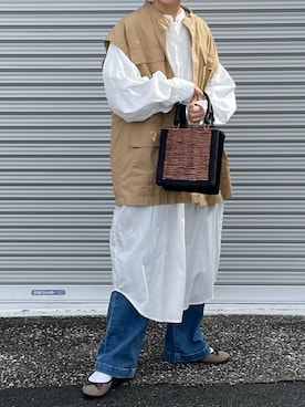 「coca（coca）（コカ）のアイテム（シャツワンピース）」を使った、machikoさん（レディース・155cm）の春コーディネート