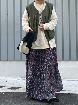 「DISCUS（ディスカス）のアイテム」を使った、machikoさん（レディース・155cm）の春コーディネート