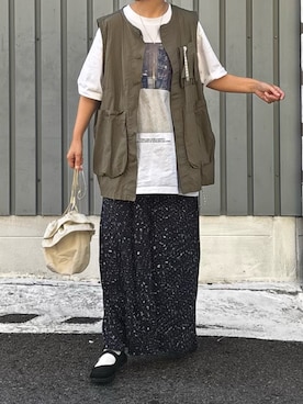 「アイテム（ベスト）」を使った、machikoさん（レディース・155cm）の秋コーディネート