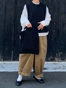 「Libra Cue（リブラ キュー）のアイテム（バレエシューズ）」を使った、machikoさん（レディース・155cm）の春コーディネート