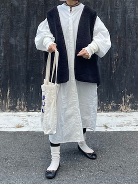 「coca（coca）（コカ）のアイテム（シャツワンピース）」を使った、machikoさん（レディース・155cm）の秋コーディネート