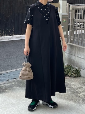 「Vネックワンピース」｜machikoさん（レディース・155cm）の夏コーディネート