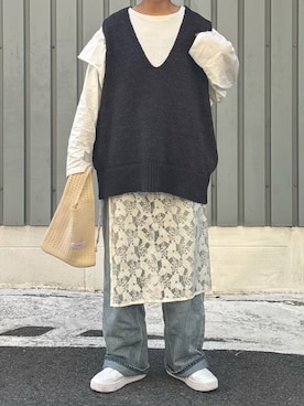 「AMERICAN HOLIC（アメリカンホリック）のアイテム（スカート）」を使った、machikoさん（レディース・155cm）の春コーディネート