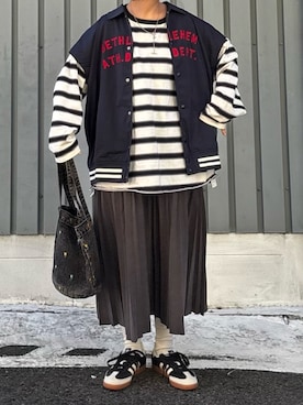 「アイテム（スタジャン）」を使った、machikoさん（レディース・155cm）の秋コーディネート