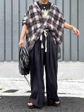 「niko and...（ニコアンド）のアイテム」を使った、machikoさん（レディース・155cm）の夏コーディネート