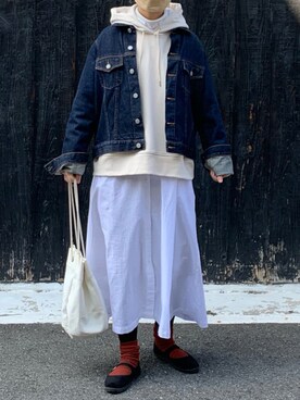 「BEAUTY&YOUTH UNITED ARROWS（ビューティーアンドユースユナイテッドアローズ）のアイテム（デニムジャケット）」を使った、machikoさん（レディース・155cm）の冬コーディネート