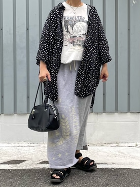 「水玉」｜「アイテム（Tシャツ/カットソー）」を使った、machikoさん（レディース・155cm）の夏コーディネート